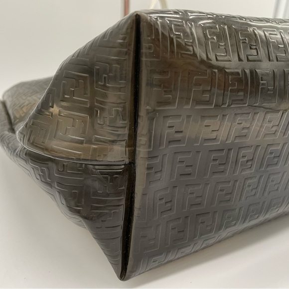 Rare Vintage Clear Black Zucca FF PVC Shopper Tote with Pouch - Picture 14 of 16